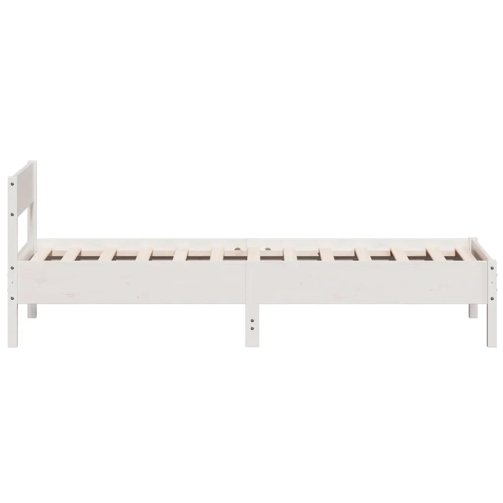 Letto senza Materasso-Struttura Letto Bianco 75x190 in Legno Massello di Pino 320781