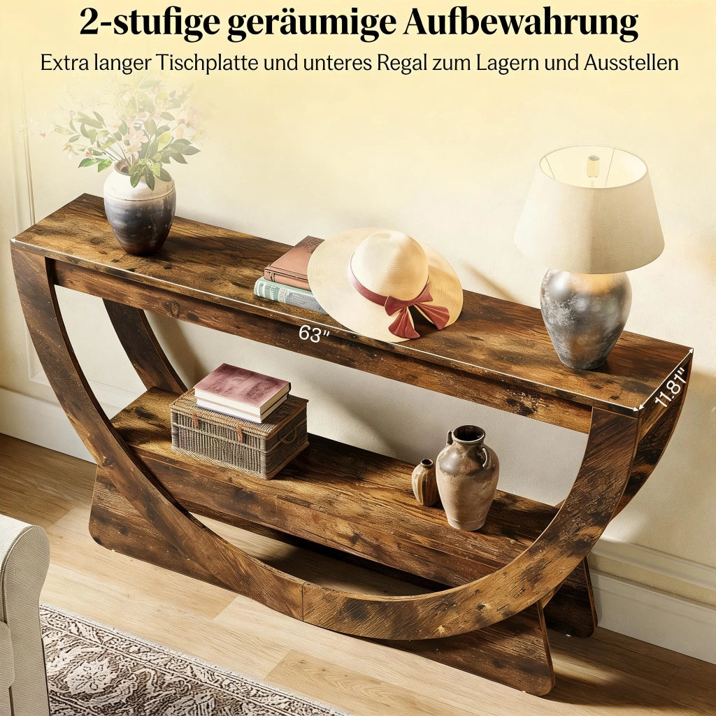 MOBILE TV con 2 ripiani 160x30x80,5 cm MDF Marrone rustico