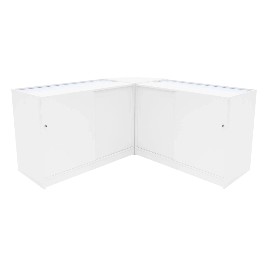 Set Bancone Bianco Apollo LED K1200 LM60 con Vetrina Espositiva 3 Ripiani