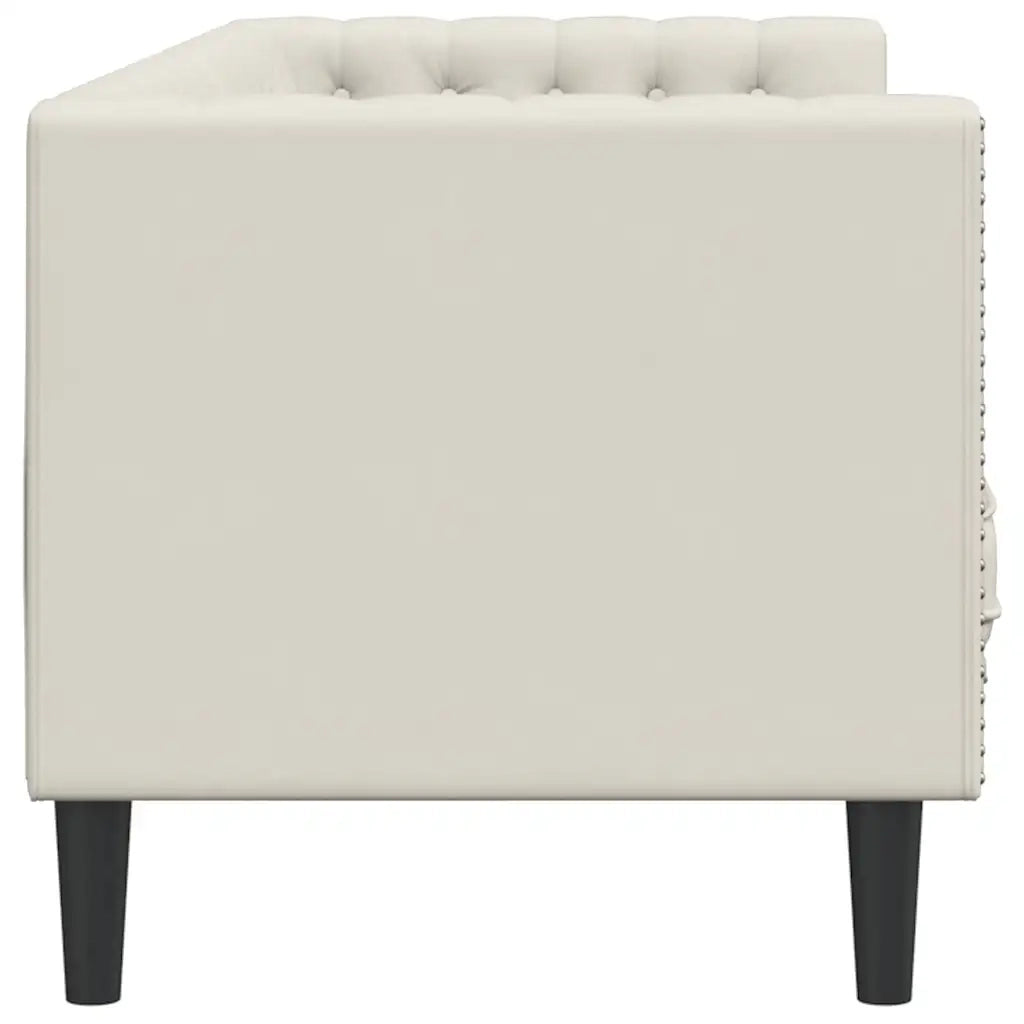 Divano Chesterfield con Rinforzi 3 Posti-Sofa 3 Posti-Divanetto Crema in Velluto
