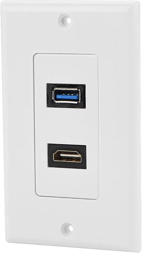 Pannello Multimediale con HDMI 2.0, USB e Ethernet - Pannello per parete con video socket - Materiale ABS.