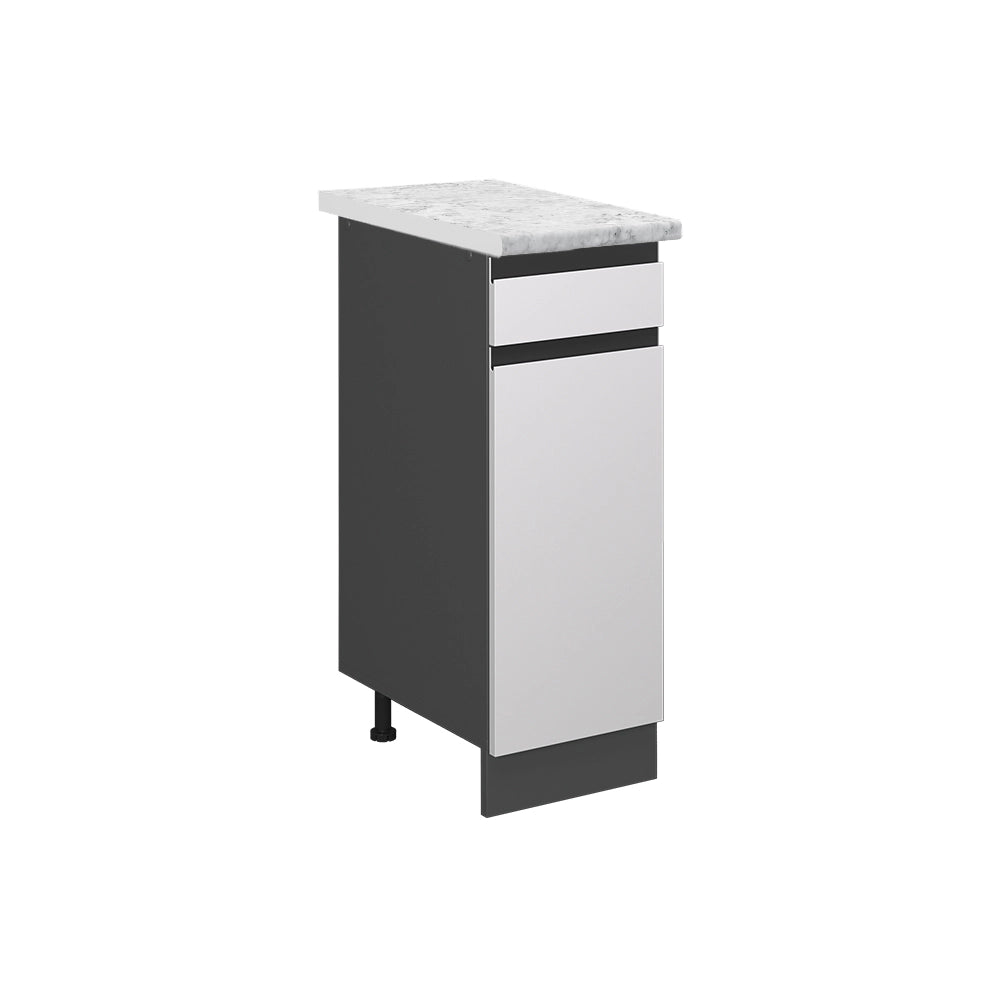 Mobiletto base per cucina R-Line Bianco/Antracite 30 cm J-Shape PL Marmo Vicco