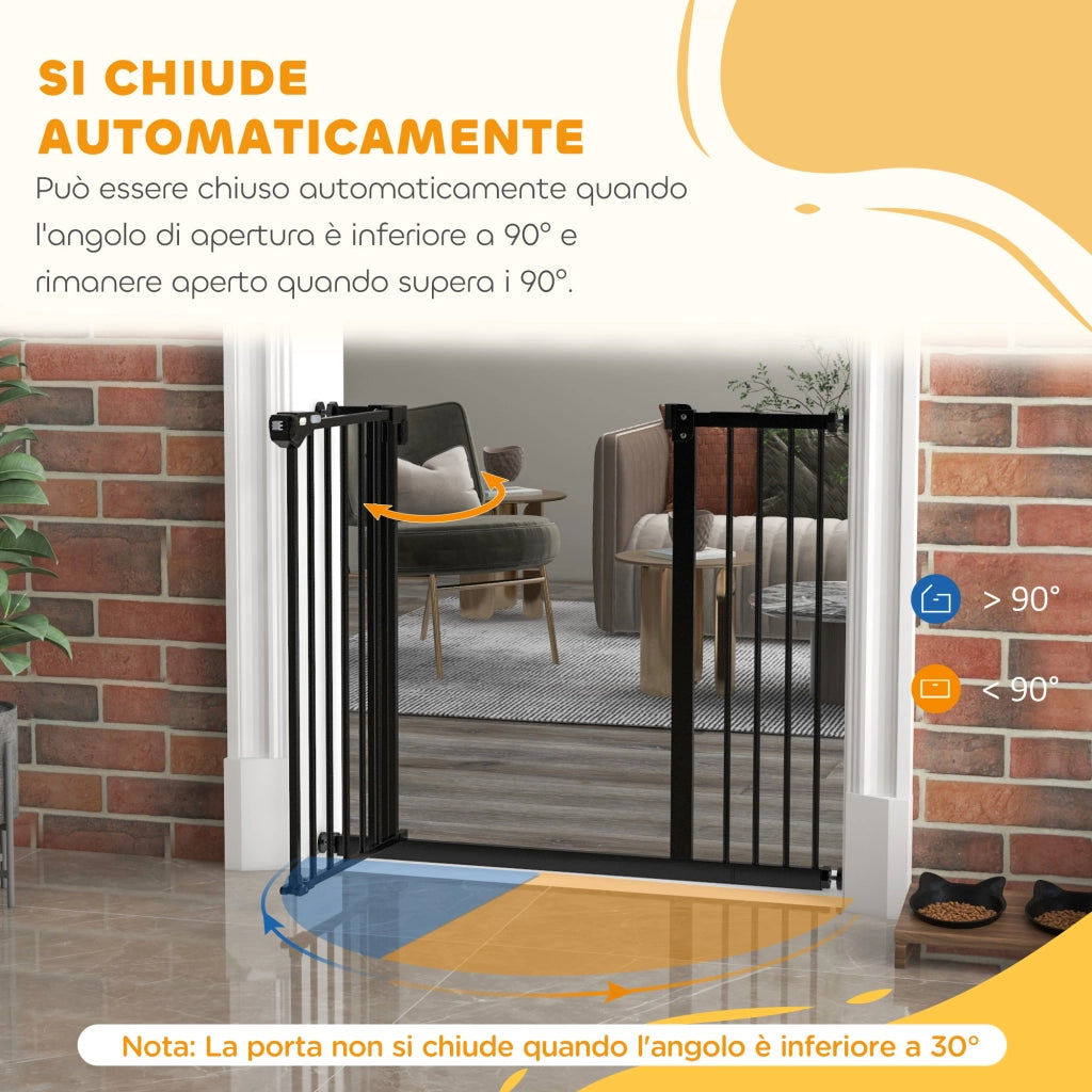 Cancellino per Cani Regolabile ¨C Minimal ¨C Nero, Acciaio e Plastica, 74-100x77 cm