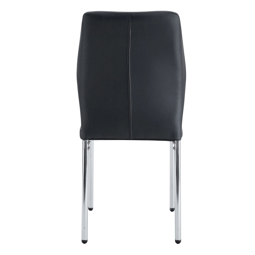 Set 4 Sedie da Pranzo ¨C MINIMAL ¨C Similpelle Nera, Gambe in Metallo Argento