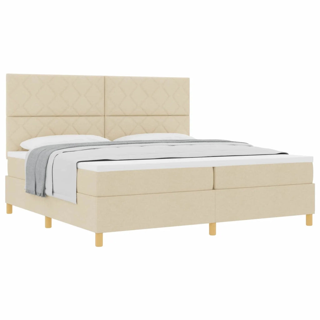 Letto a molle con materasso Crema 200 x 200 cm Tessuto 3339726
