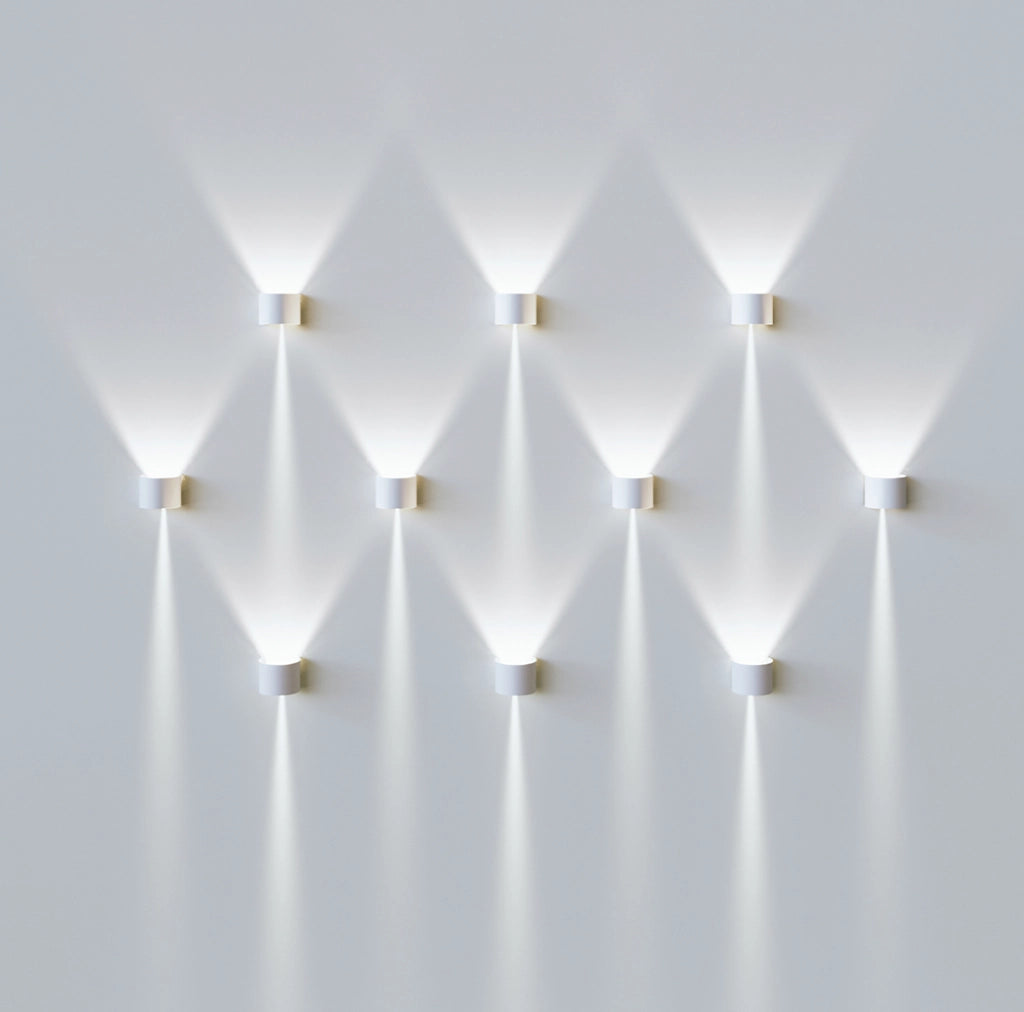 Lek Applique LED Quadrata da Parete per Interni ed Esterni 6,8W 2700K Bianco Opaco, Fascio Luce Regolabile 0-120 gradi IK04 IP54 Design Moderno