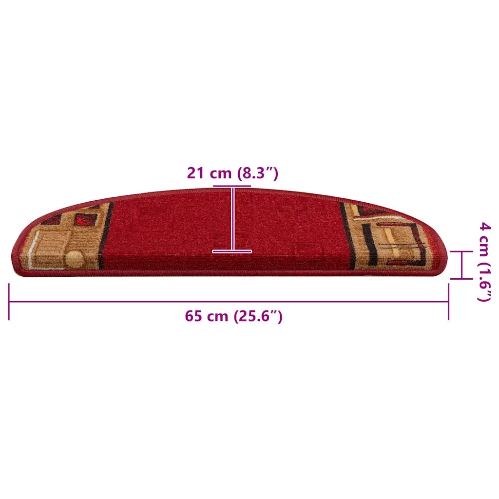 Tappetini Autoadesivi per Scale 15 pz | Gradini per Scale Rossi 65x21x4 cm