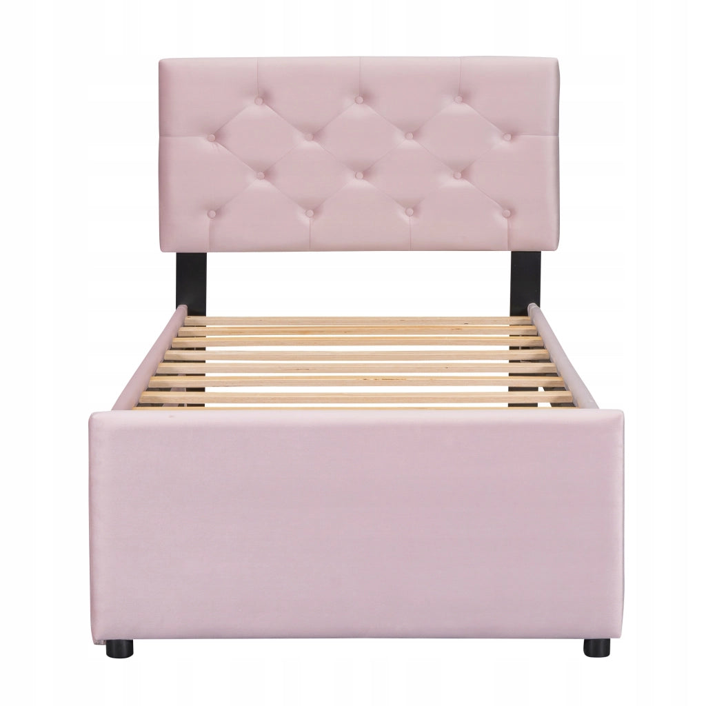 Letto imbottito 90x200 - Xylo - con contenitore rosa