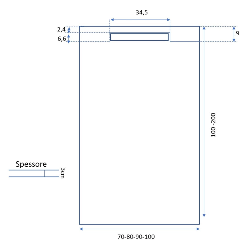 Piatto doccia in marmoresina crema effetto pietra cemento vincent, misura 80x200