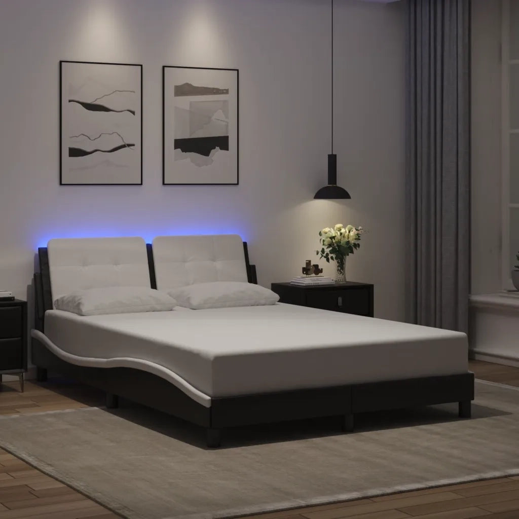 Giroletto con LED senza Materasso Zadar Nero e Bianco 140x190 cm