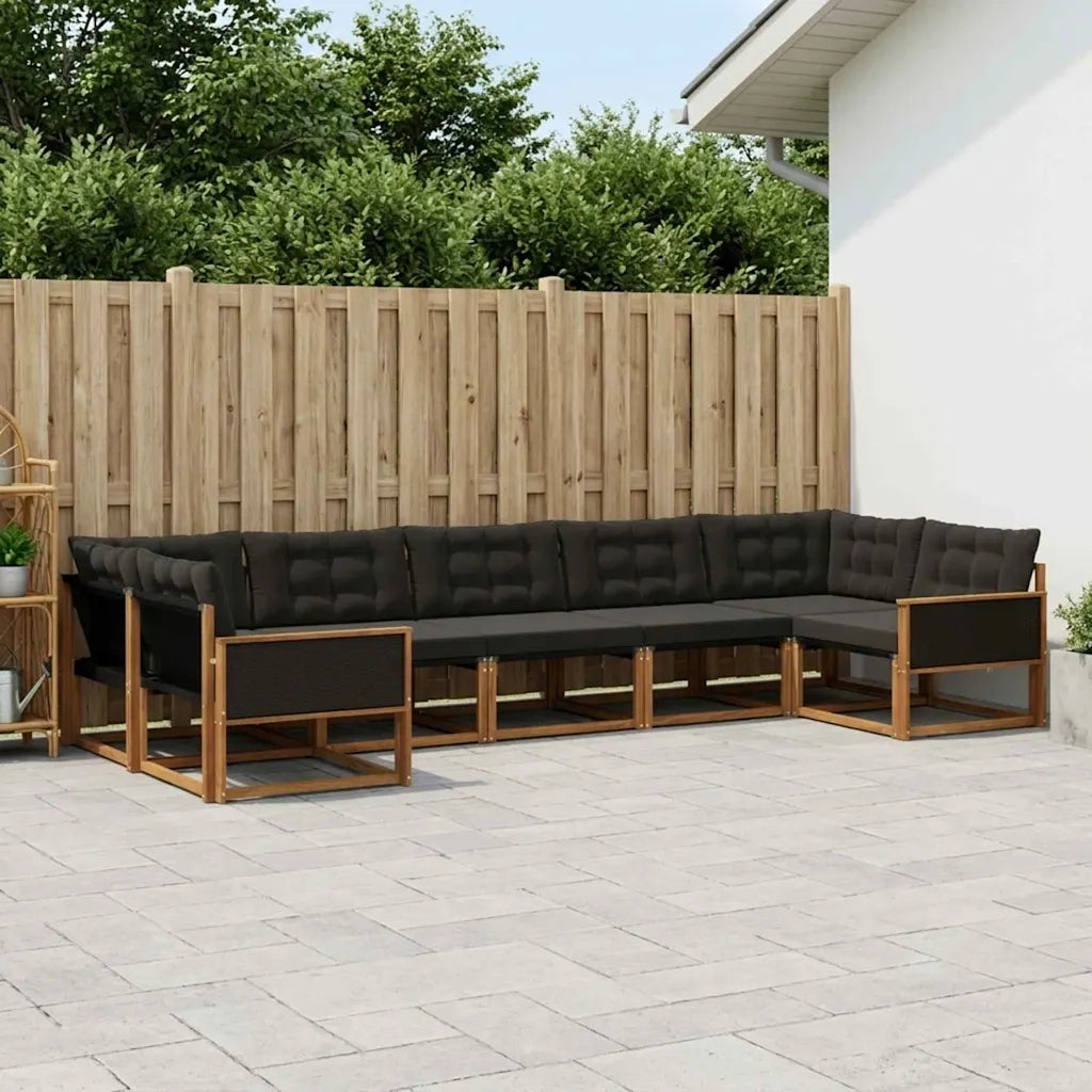 Set di divani da esterno con cuscino 7 pcs Naturale e Nero 3381656