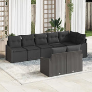Set Divano da Giardino con cuscino 8 pcs Nero polyrattan