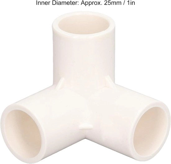 Connettori di PVC per elleboog - 3 vie - adattatori di tubo standard - da utilizzare all'interno e all'esterno - bianchi - idonei per modello bianco.