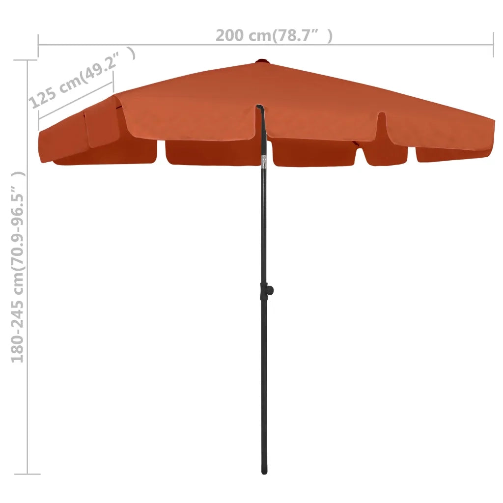Ombrellone da Spiaggia-Ombrellone da mare Terracotta 200x125 cm