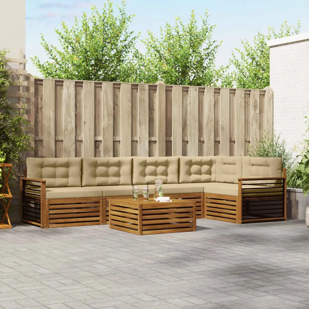 Set di divani da esterno con cuscino 6 pcs Naturale e Beige 3373513