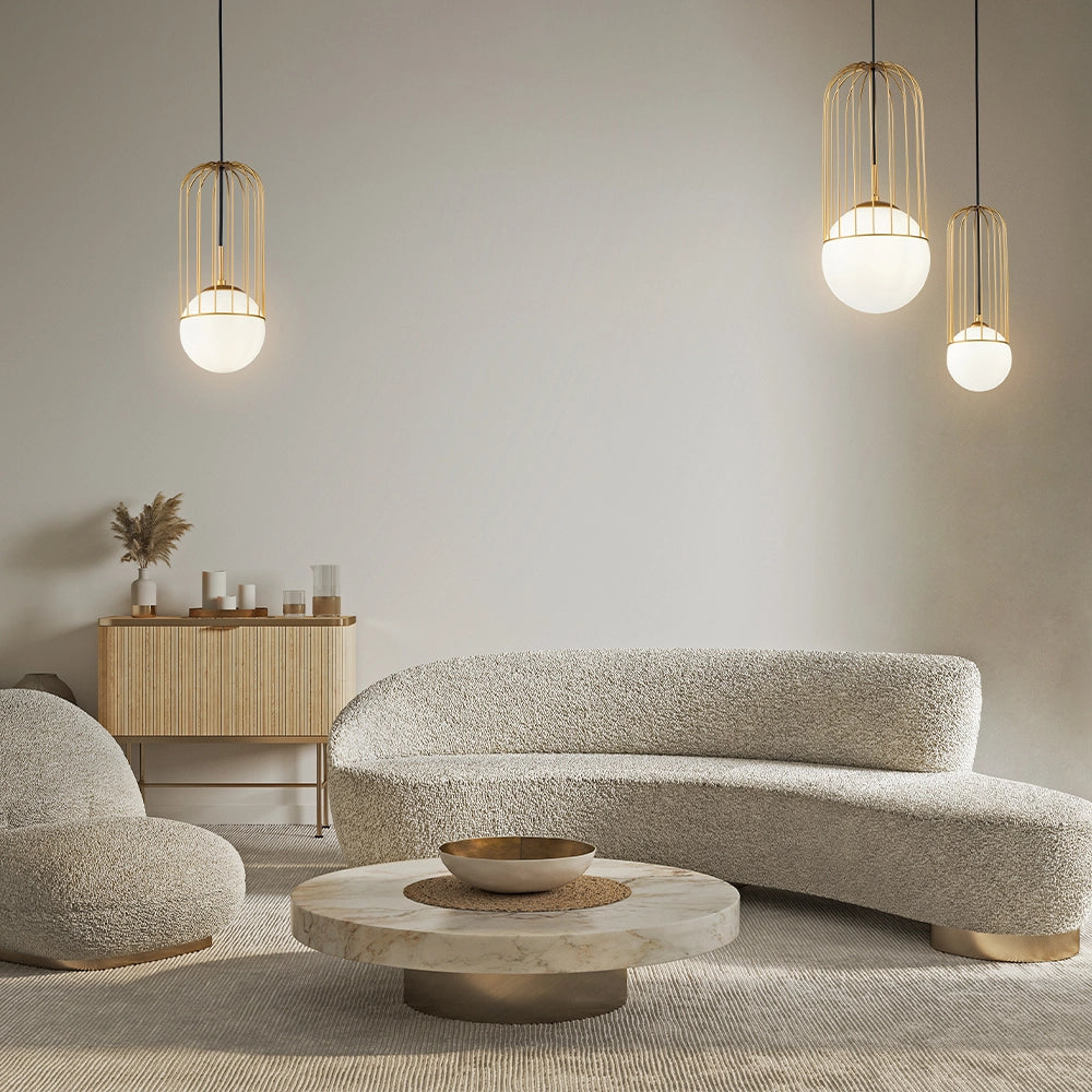 Lampada a sospensione Maytoni Telford ottone sfera vetro