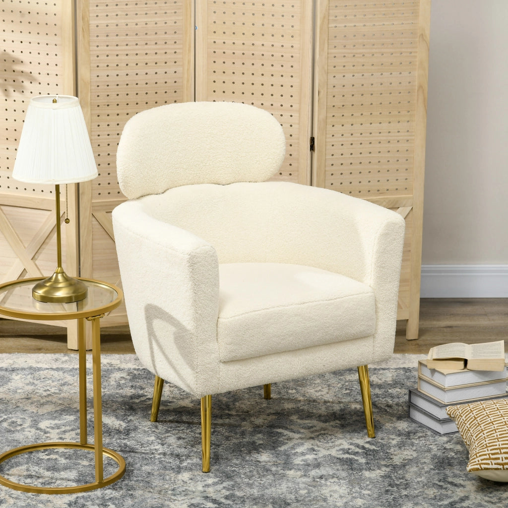 Poltrona Relax con Poggiatesta Regolabile e Poggiapiedi ¨C Minimal ¨C Cr¨¨me 71x65x90 cm