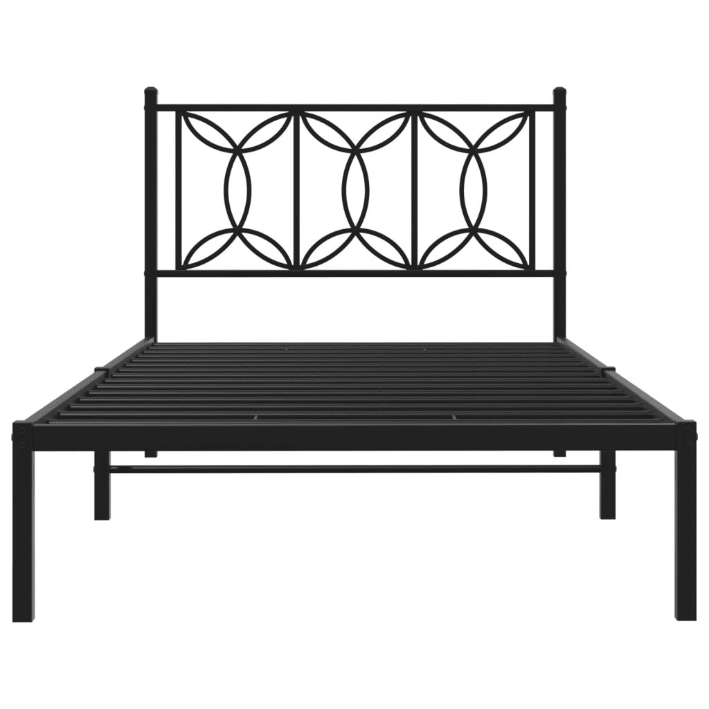 Giroletto con Testiera Metallo Nero 100x200 cm 376123