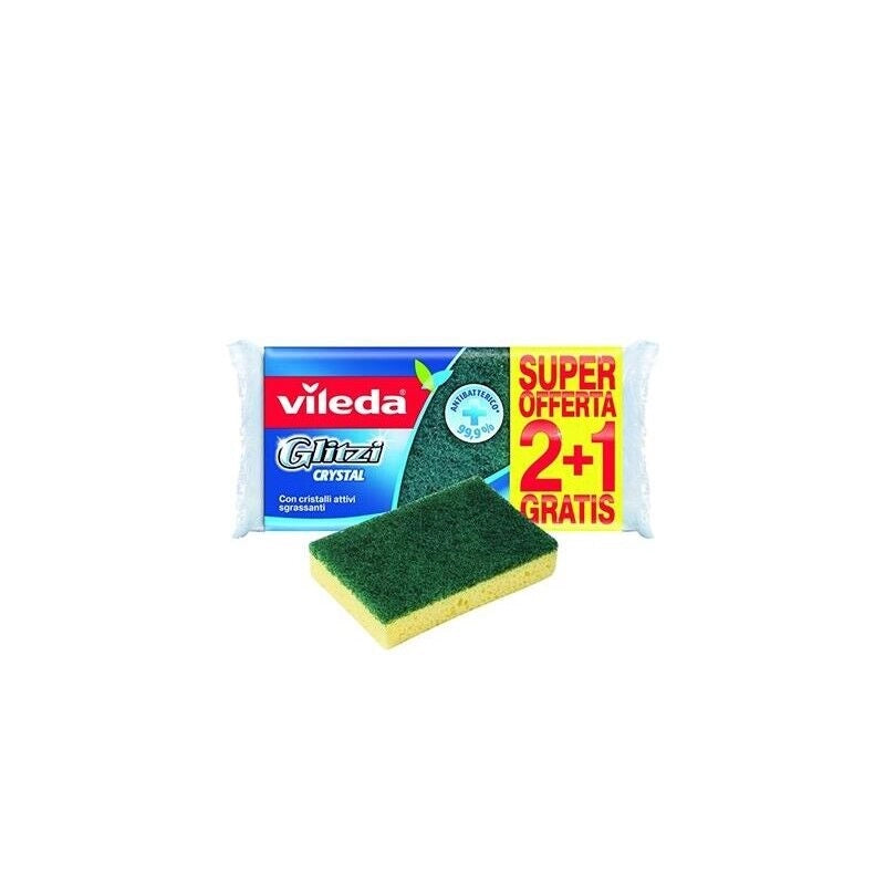 VILEDA SPUGNA DA CUCINA GLITZI CRYSTAL 2 + 1 OMAGGIO