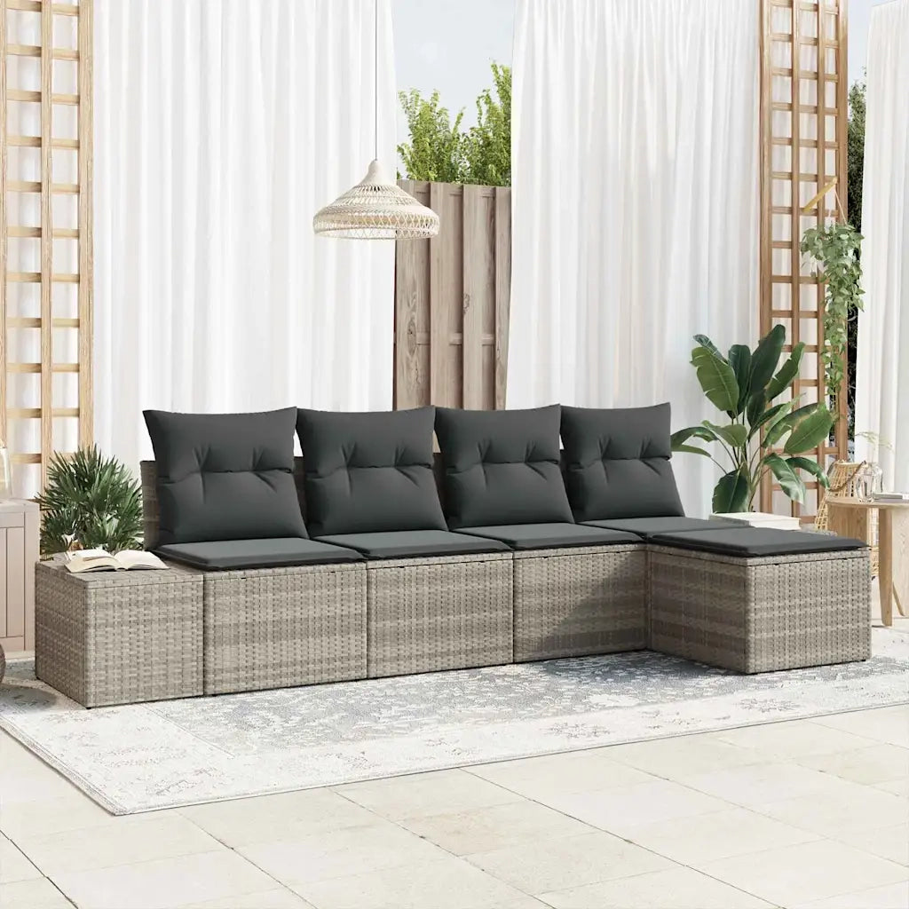 Set Divano da Giardino 5 pcs Grigio chiaro polyrattan 3347022