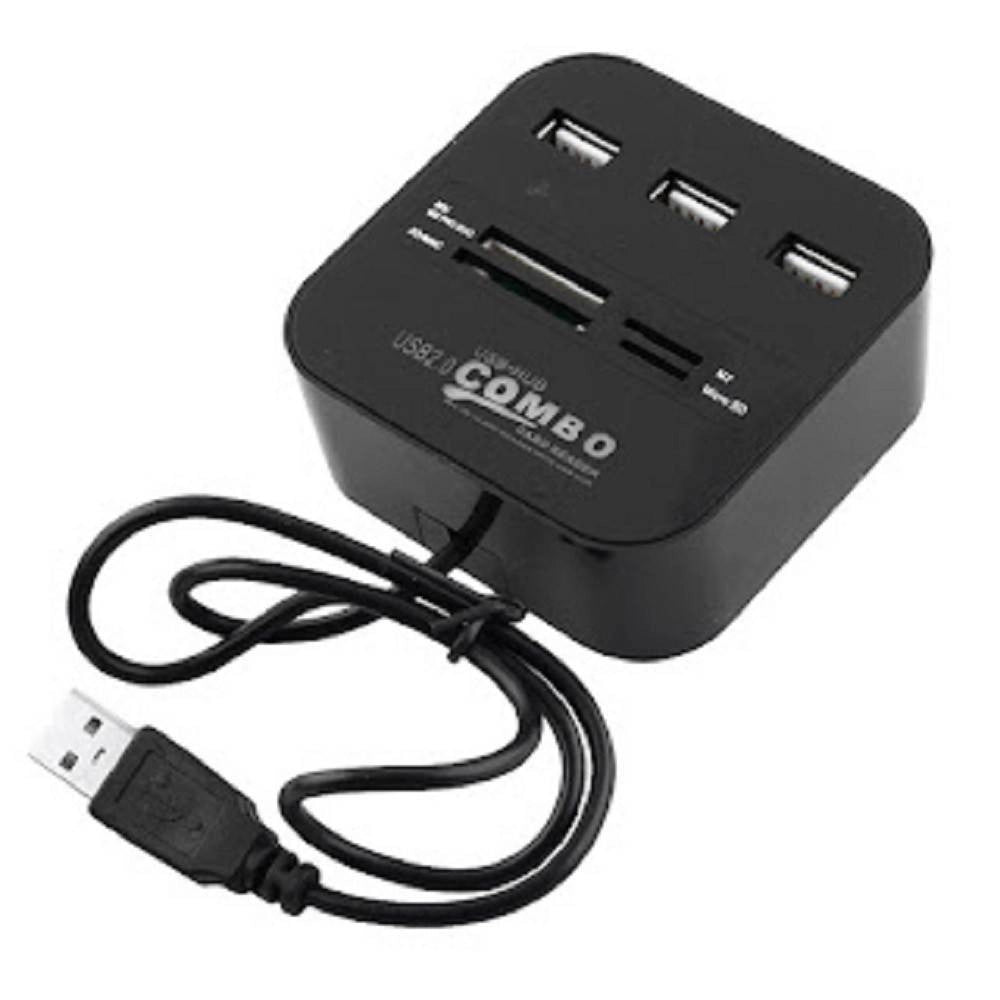 Trade Shop - Lettore Schede Memory Card Reader Combo Hub 3 Porte Usb 2.0 Ms M2 Sd Tf It-h599 -