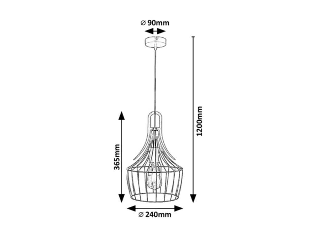 Lampada a sospensione industriale Rabalux Parov nera E27