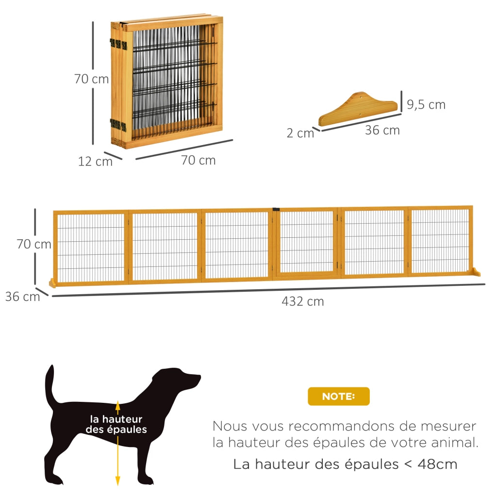 Barriera Sicurezza per Cani Pieghevole 6 Pannelli ¨C Minimal ¨C 432x36x70 Giallo