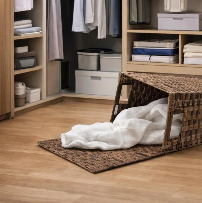 MA MAISON SET 3 CESTE PORTABIANCHERIA CON COPERCHIO IN VIMINI IN COLORE MARRONE