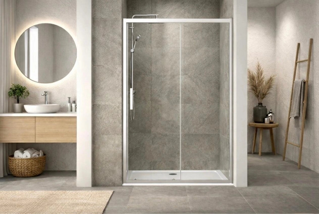 Box doccia a nicchia 90 cm porta scorrevole apertura laterale H195 cm ALBA Cromato