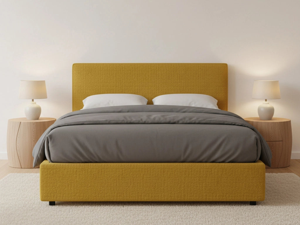 Basildon, Letto Matrimoniale Sfoderabile Made in Italy, Giallo Ocra