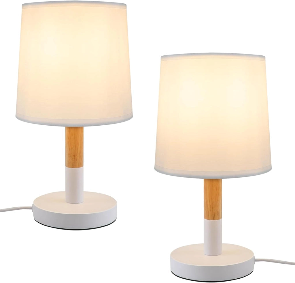 ZMH Lampada da tavolo E27 moderna paralume bianco per camera letto comodino