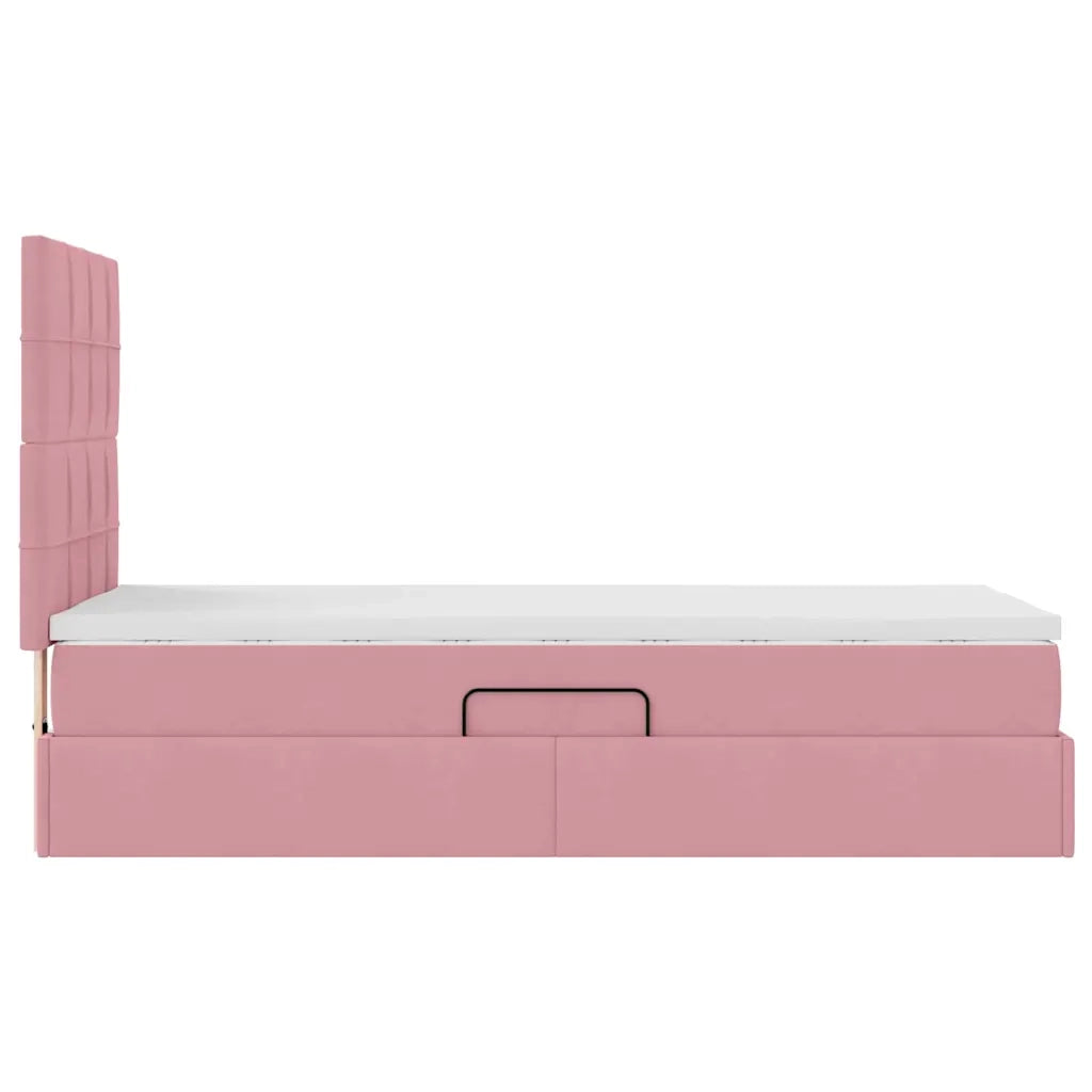 Letto con contenitore e materasso Rosa 90 x 200 cm Velluto 3372008