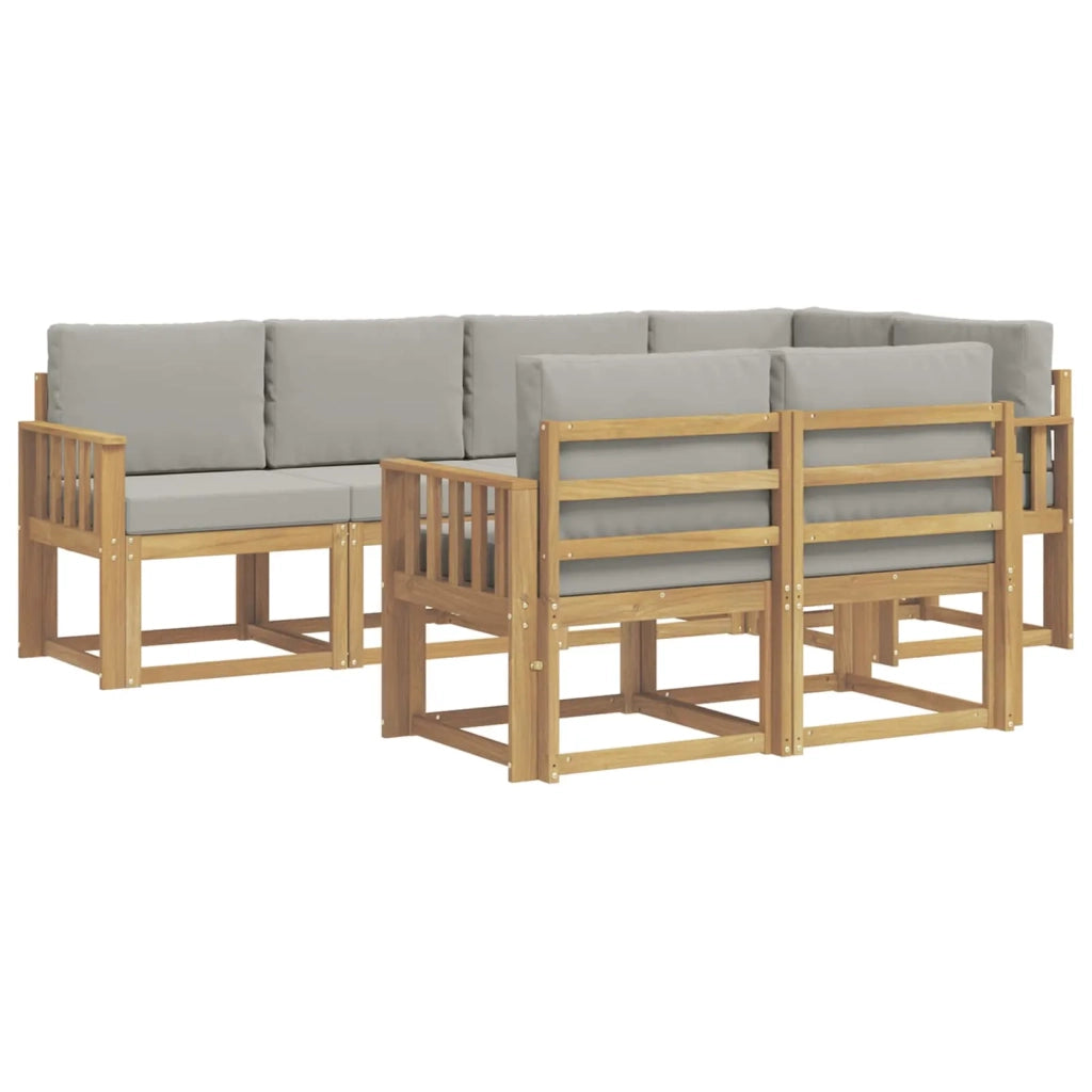 Set di divani da esterno 7 pz Bianco e Grigio Chiaro 3387765