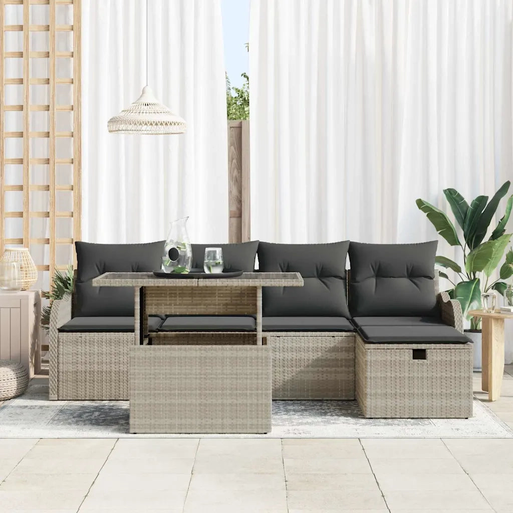 Set Divano da Giardino 6 pcs Grigio chiaro polyrattan 3359709