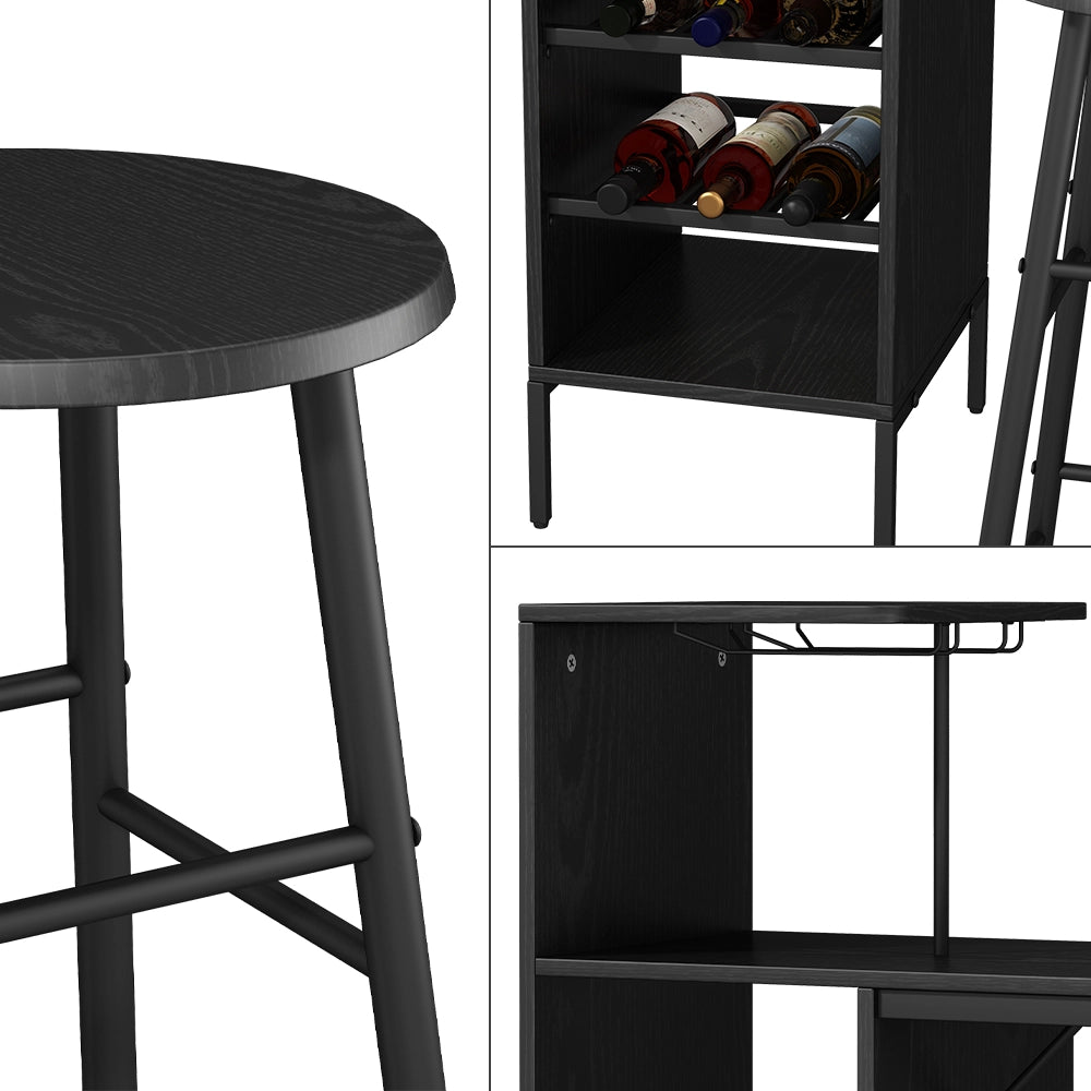 Vicco Set di tavoli da bar Nero 121.5 x 40 cm con 2 sgabelli