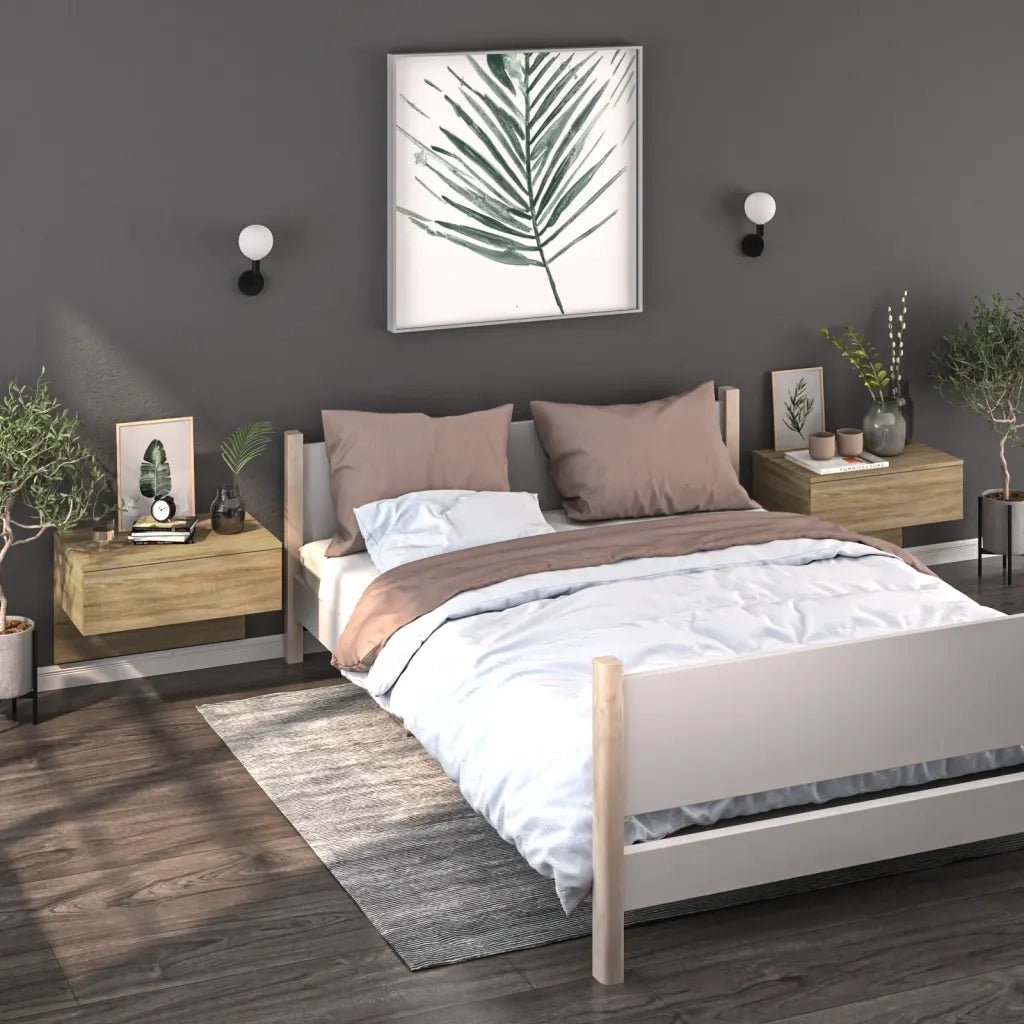 Comodini a Muro 2 pz Rovere Sonoma 810942