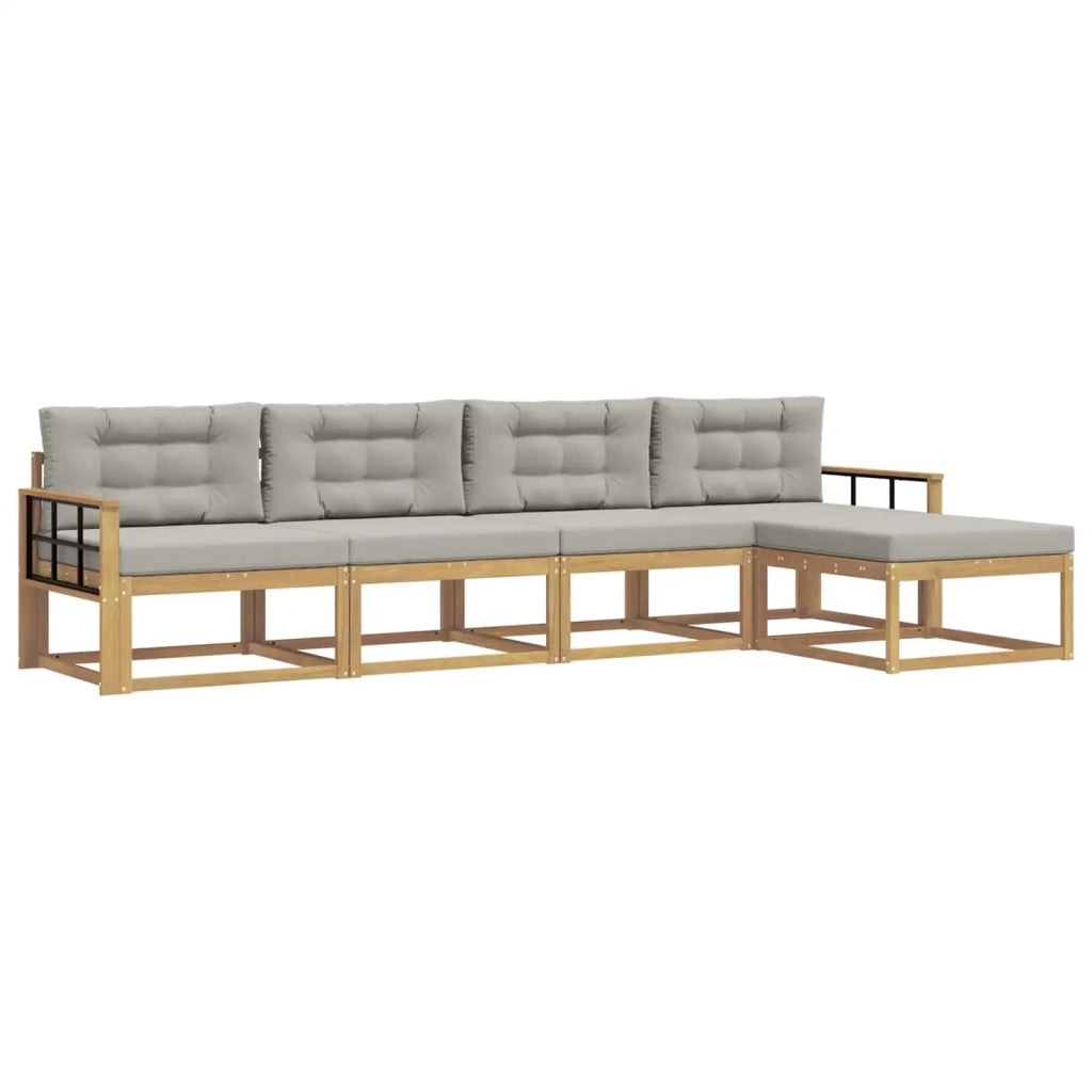 Set di divani da esterno 4 pz Bianco e Grigio Chiaro Poliestere 3386315