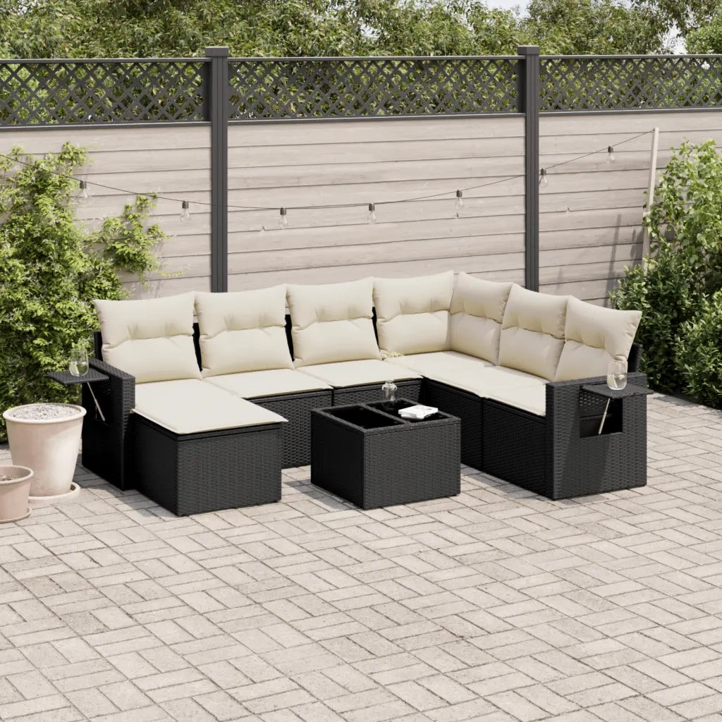 Set Divani da Giardino con Cuscini 8 pz Nero in Polyrattan 3220505