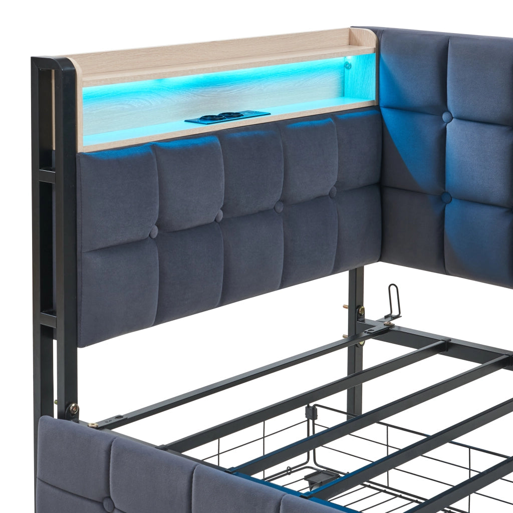 Letto sofa imbottito tessuto 90x200 cm
