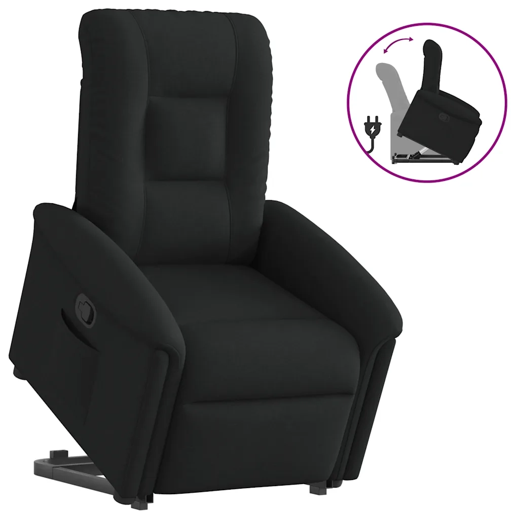 Poltrona Alzapersona Reclinabile Nera in Tessuto 3303256