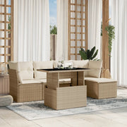 Set Divano da Giardino 6 pz con Cuscini Beige in Polyrattan 3266548