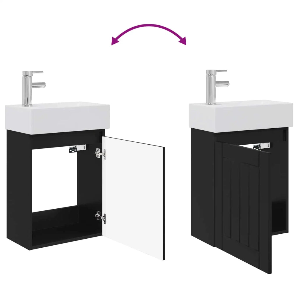 Mobile bagno con rubinetto Nero 45,5 x 25,5 x 84 cm 889482