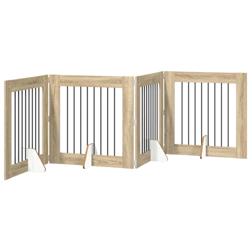 Cancello per cani pieghevole con supporti 4 pz Rovere Sonoma 892080