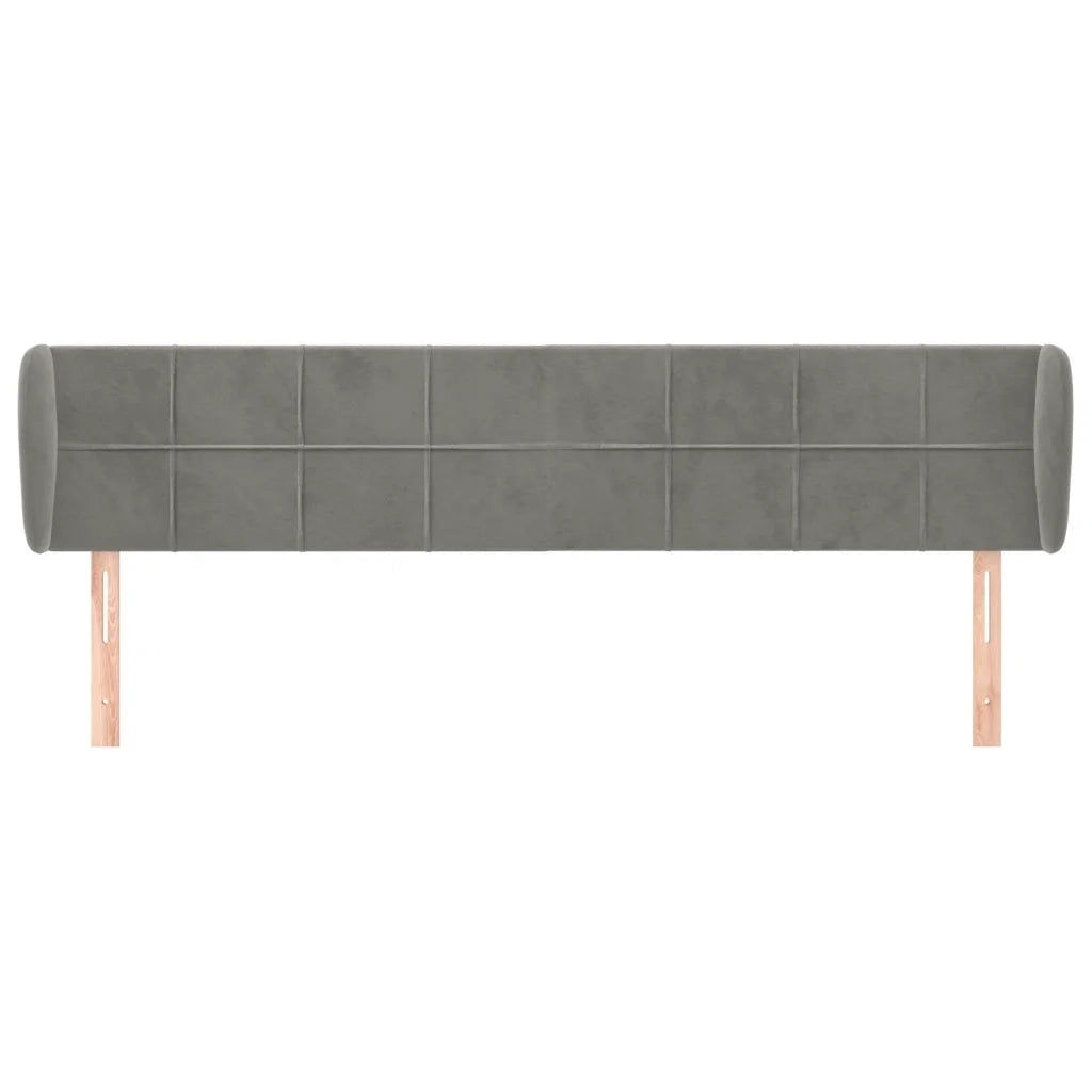 Testiera ad Orecchio-Testata con Orecchie Grigio Chiaro 183x23x78/88 cm in Velluto 956783