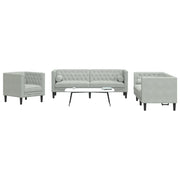 Set Divani Chesterfield 3pz con Cuscini Grigio Chiaro Velluto 3209281