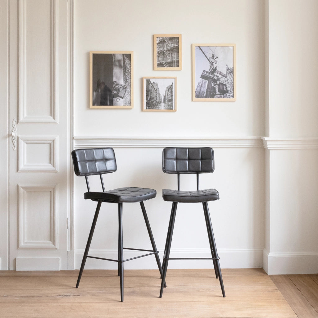 Set di 2 sgabelli da bar FERNAND in similpelle nera