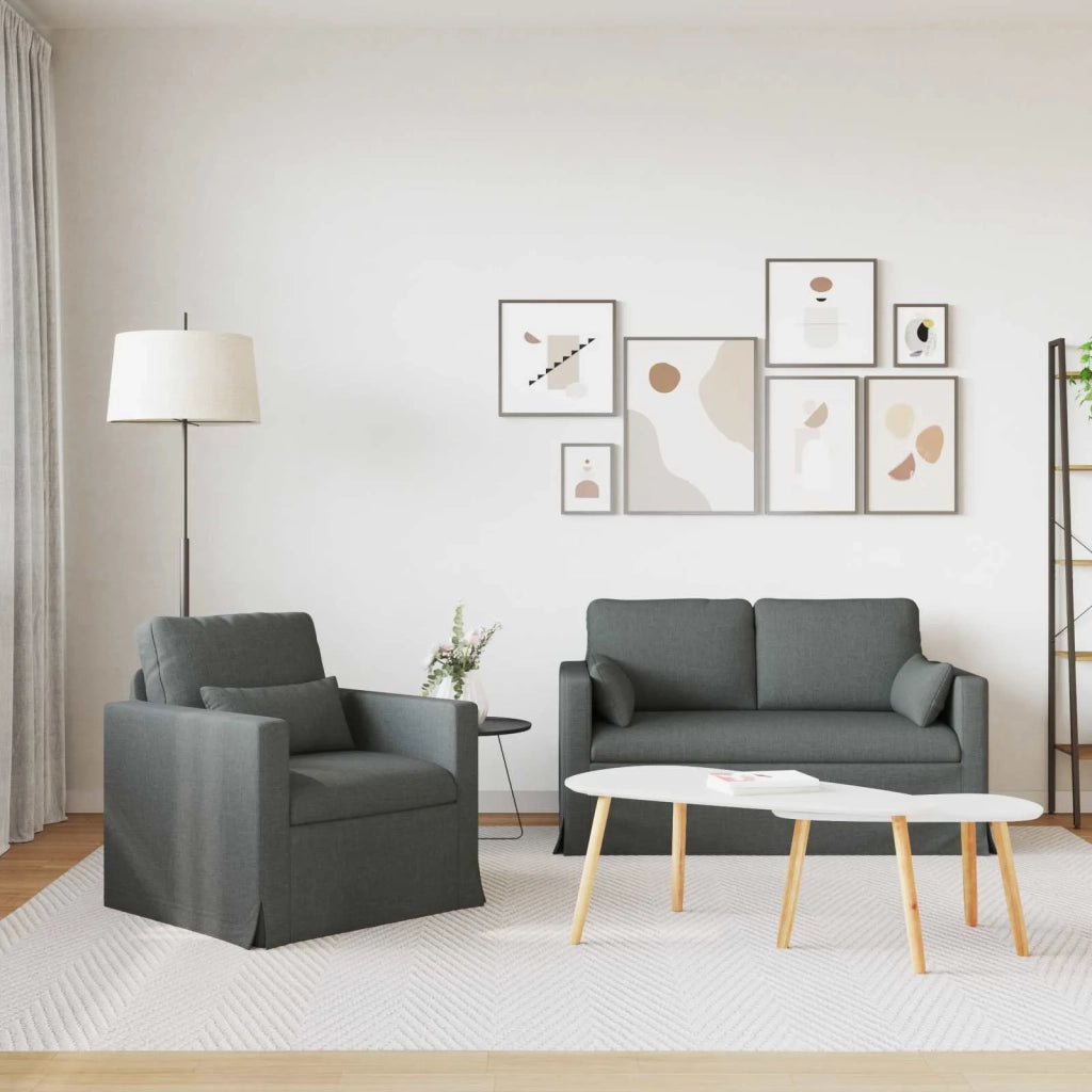 Set di divani 2 pcs Grigio scuro 139 x 78 x 80 cm Tessuto 3407494