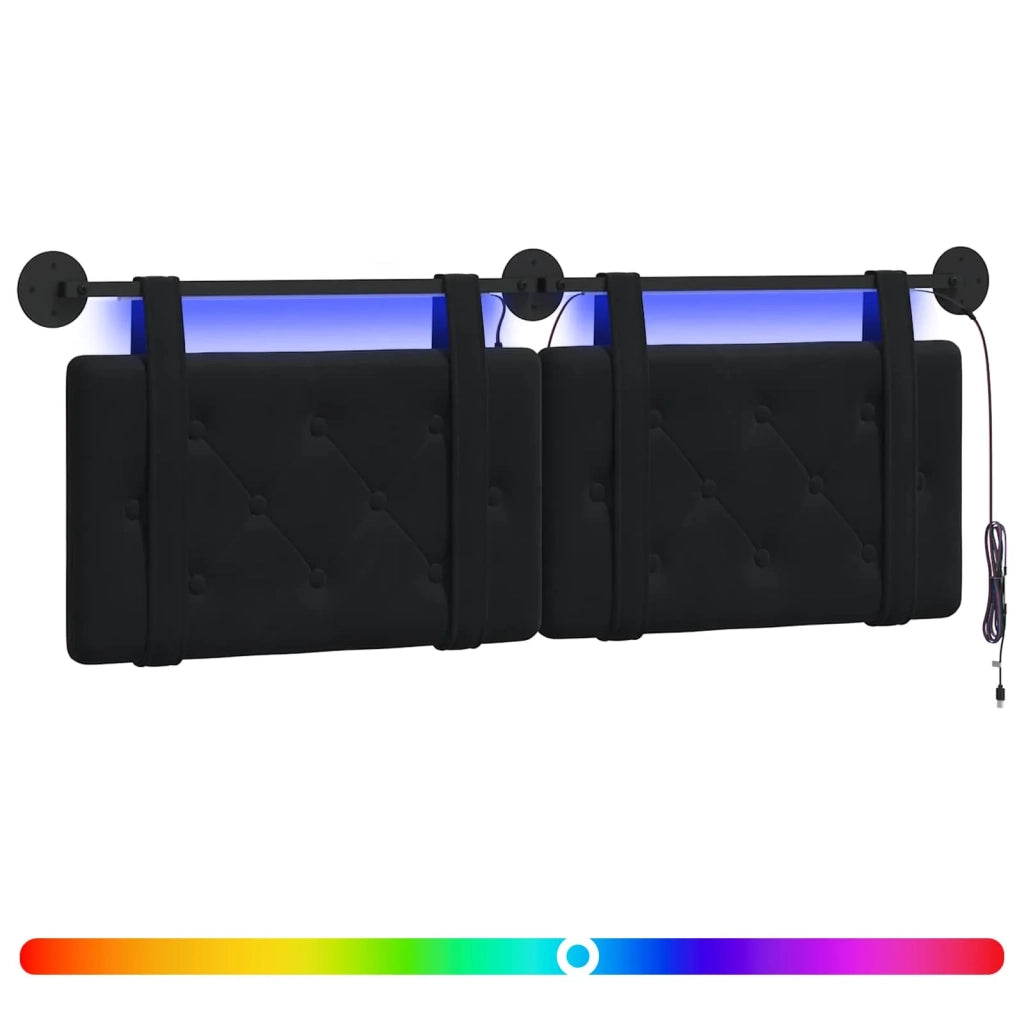 Testiera | Testata sospesa Con luce LED Nero Velluto