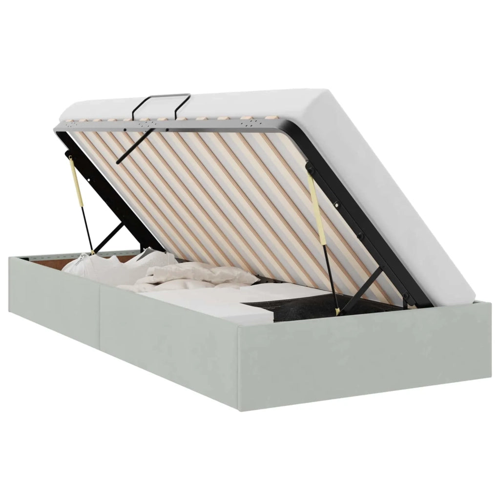 Letto ottomano Grigio Chiaro 90 x 200 cm Velluto 3442856