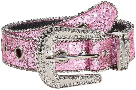 Cintura in Pelle con Perle - 103 cm - 3,8 cm Larghezza